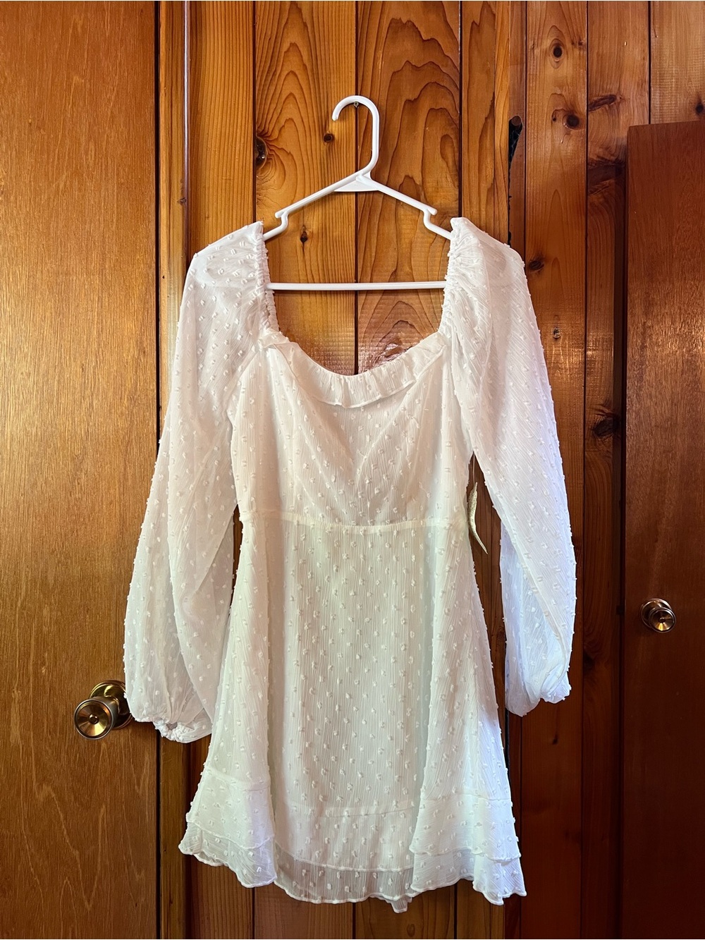 Altar'd State Ivory Swiss Dot Puff Sleeve Mini Romper